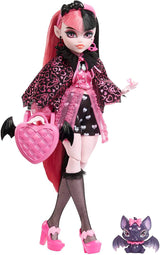 Monster High Draculaura-pop met haar huisdier Count Fabulous vleermuiskat en accessoires zoals rugzak, spreukenboek, bentobox en meer, HRP64 Naty Shop Dolls Vamp-tastische mode