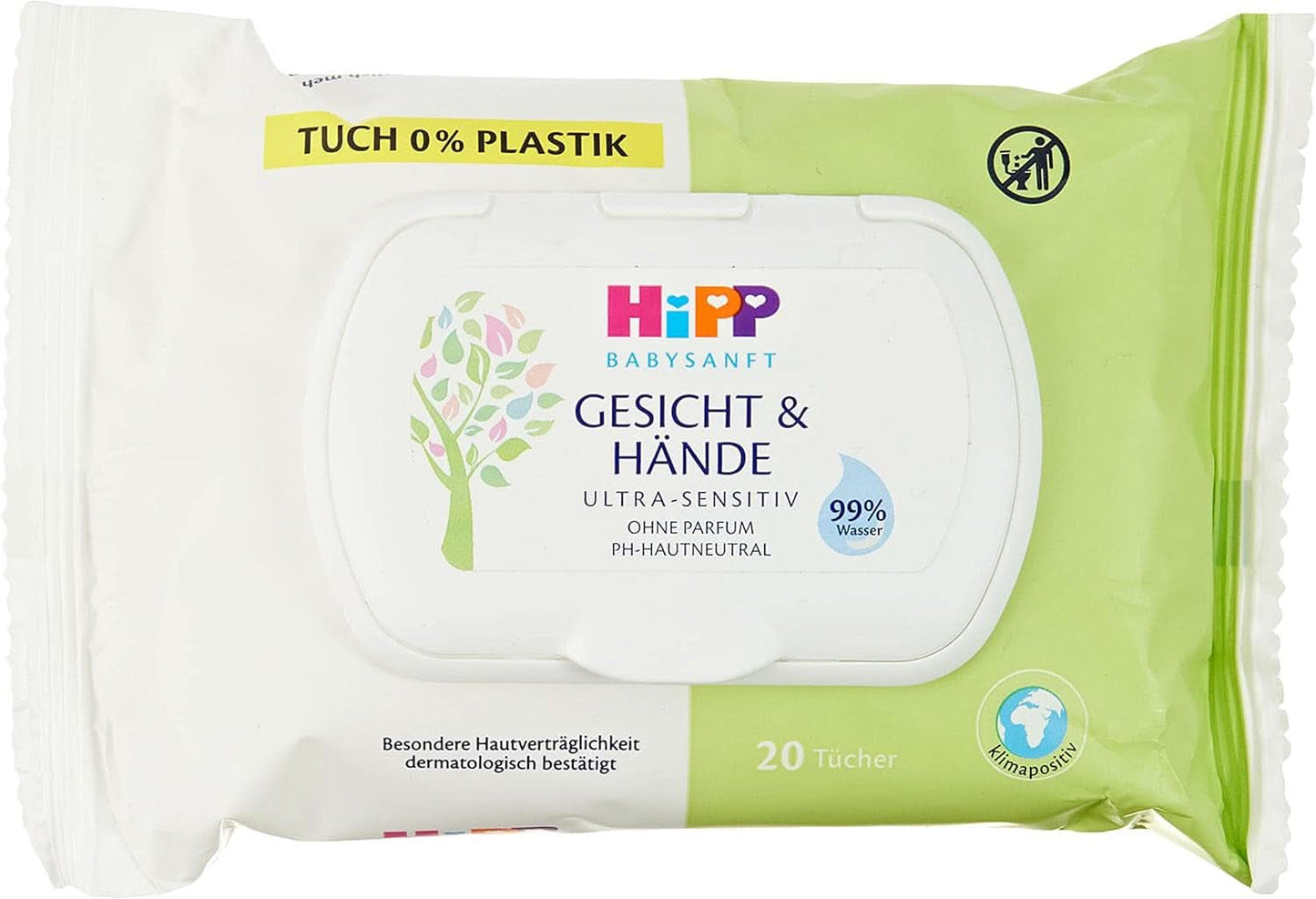 HIPP Babysanft Gesicht & Handtücher, Feuchttücher 12X 20 Stück. Naty Winkel