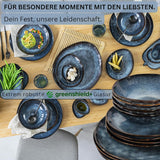 Zanger | Tokyo 36-delige serviesset 12-persoons porseleinen serviesset Modern handgemaakt donkerblauw servies met zwarte accenten | DE PREMIUM COLLECTIE