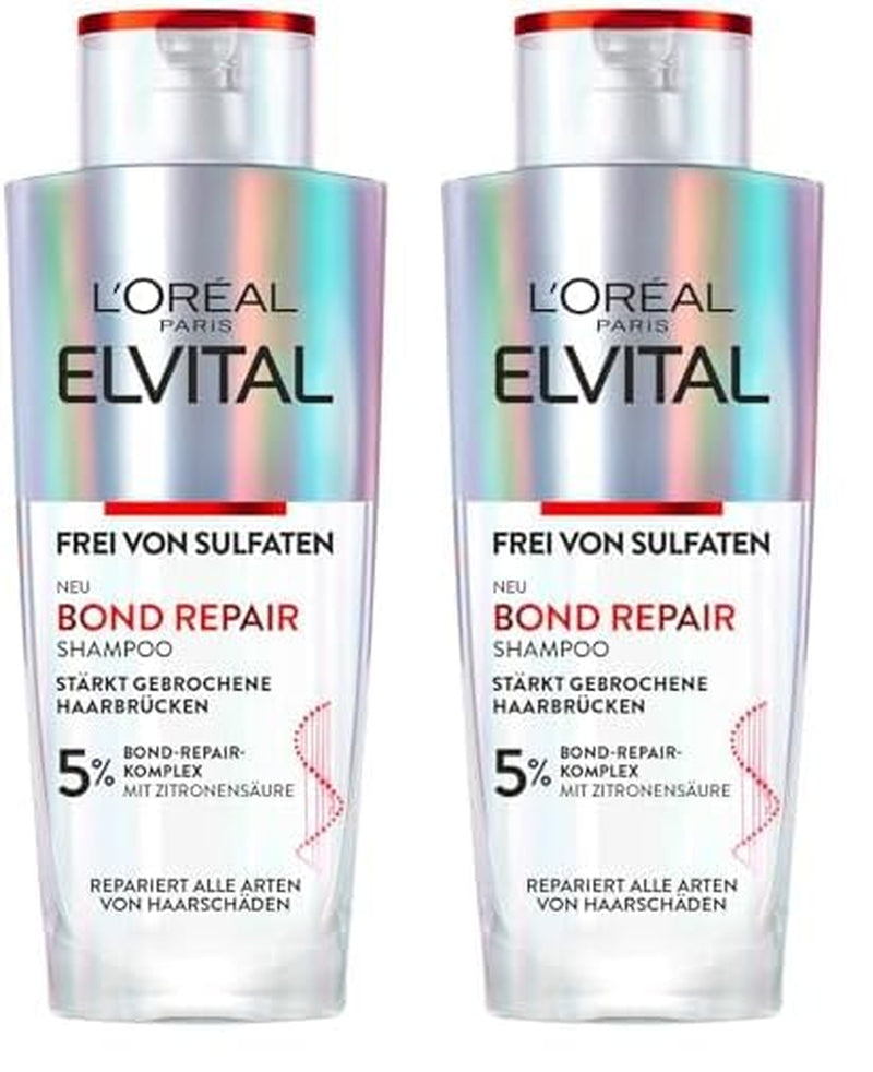L'Oréal Paris Elvital Bond Repair Shampoo, Zachte reiniging voor haarherstel Douche en bad L'Oréal 2 x 200 ml Bond Repair Shampoo