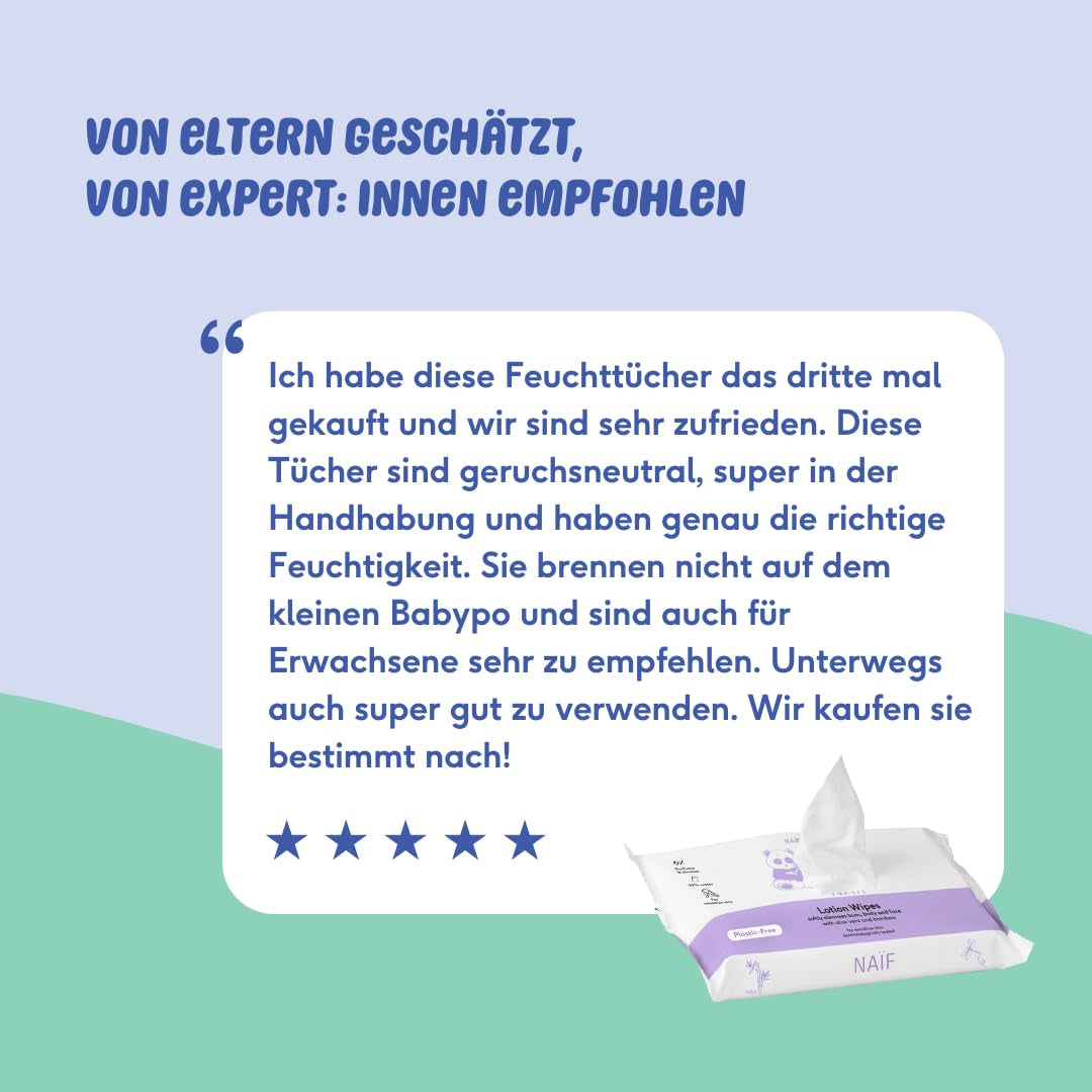 Naïf - Vochtige doekjes zonder plastic - 162 stuks (3 pakjes van elk 54 doekjes) - voor baby's en kinderen - billen, lichaam, gezicht - met aloë vera en bamboe - 0% geur en alcohol