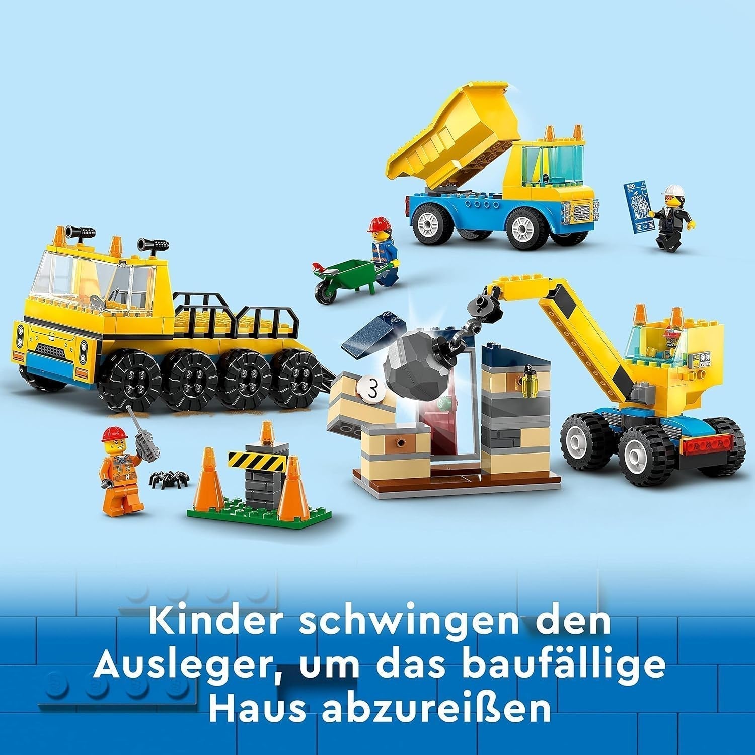 LEGO 60391 City-bouwvoertuigen en sloopkogelkraan, graafmachine, dumptruck en speelgoedtransportvoertuigen, educatief speelgoed voor kinderen vanaf 4 jaar Bouwsets Bekijk de LEGO-Store