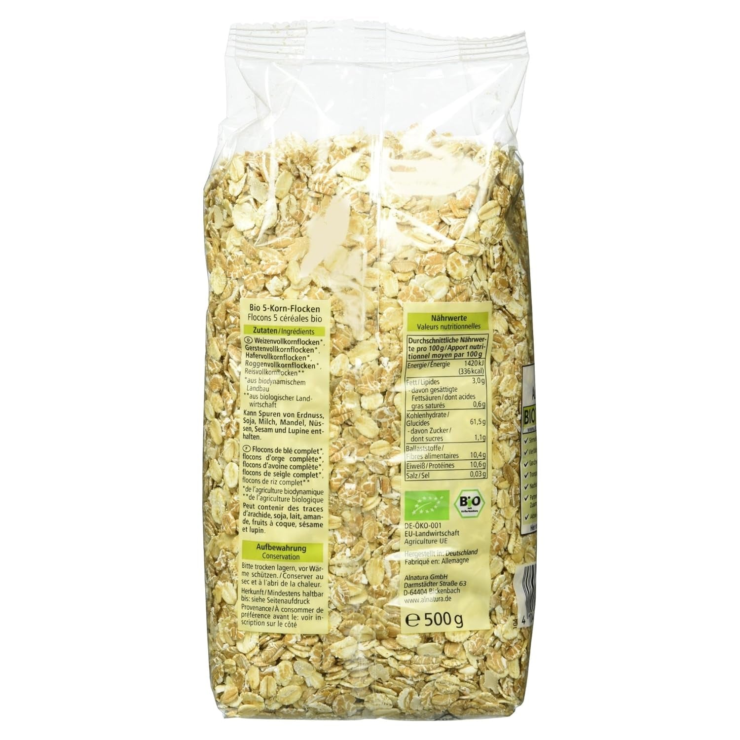 Bio 5-Kornflocken, 500G Granen Naty Shop