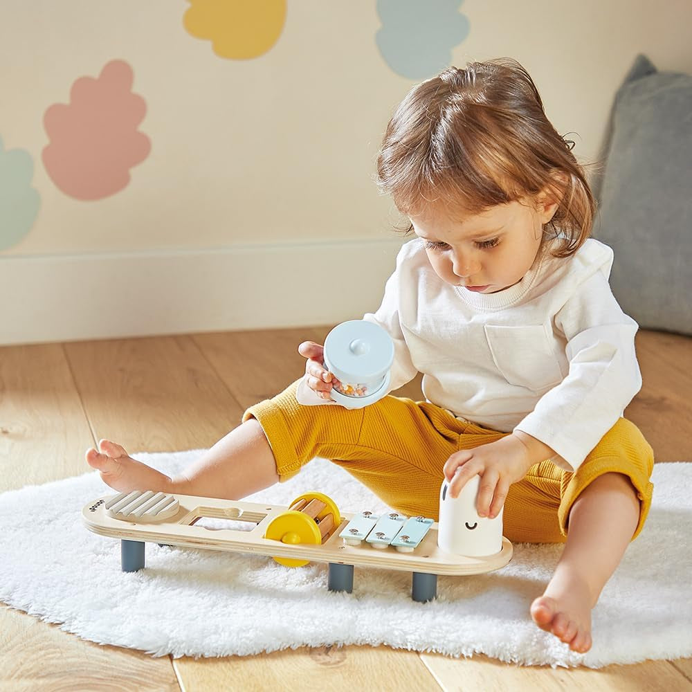 Janod - Sweet Cocoon muzikale nummers - 5 muzikale activiteiten voor kinderen - Vroege muzikale educatie - FSC houten speelgoed - Vanaf 12 maanden, J04058 Baby Toys Naty Shop