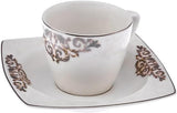 KARACA Nazende porseleinen espressokopjesset - 80 ml Turkse koffiekopjes met schotels, 12-delig modern koffieservies met 6 koffiekopjes en 6 schotels, mokkakopjes - wit