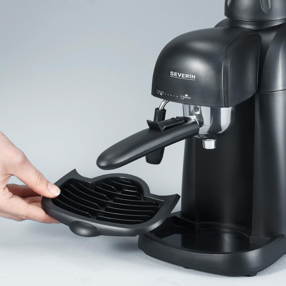 SEVERIN KA 5978 espressomachine (inclusief serveerschaal en maatlepel, maximaal 4 kopjes) zwart, Standaard