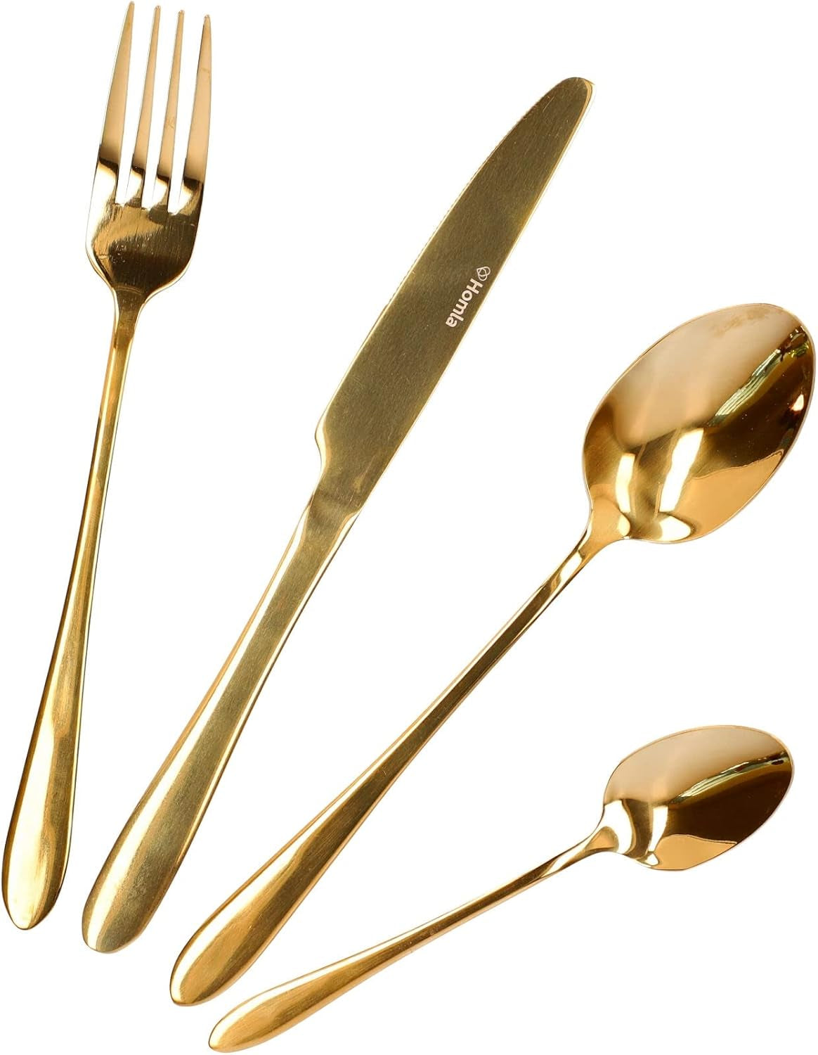 HOMLA Abele Besteckset voor vier personen 16-Teilig Edelstahl Hygienisch Elegant Leicht Zu Reinigen Gold Kitchen Naty Shop