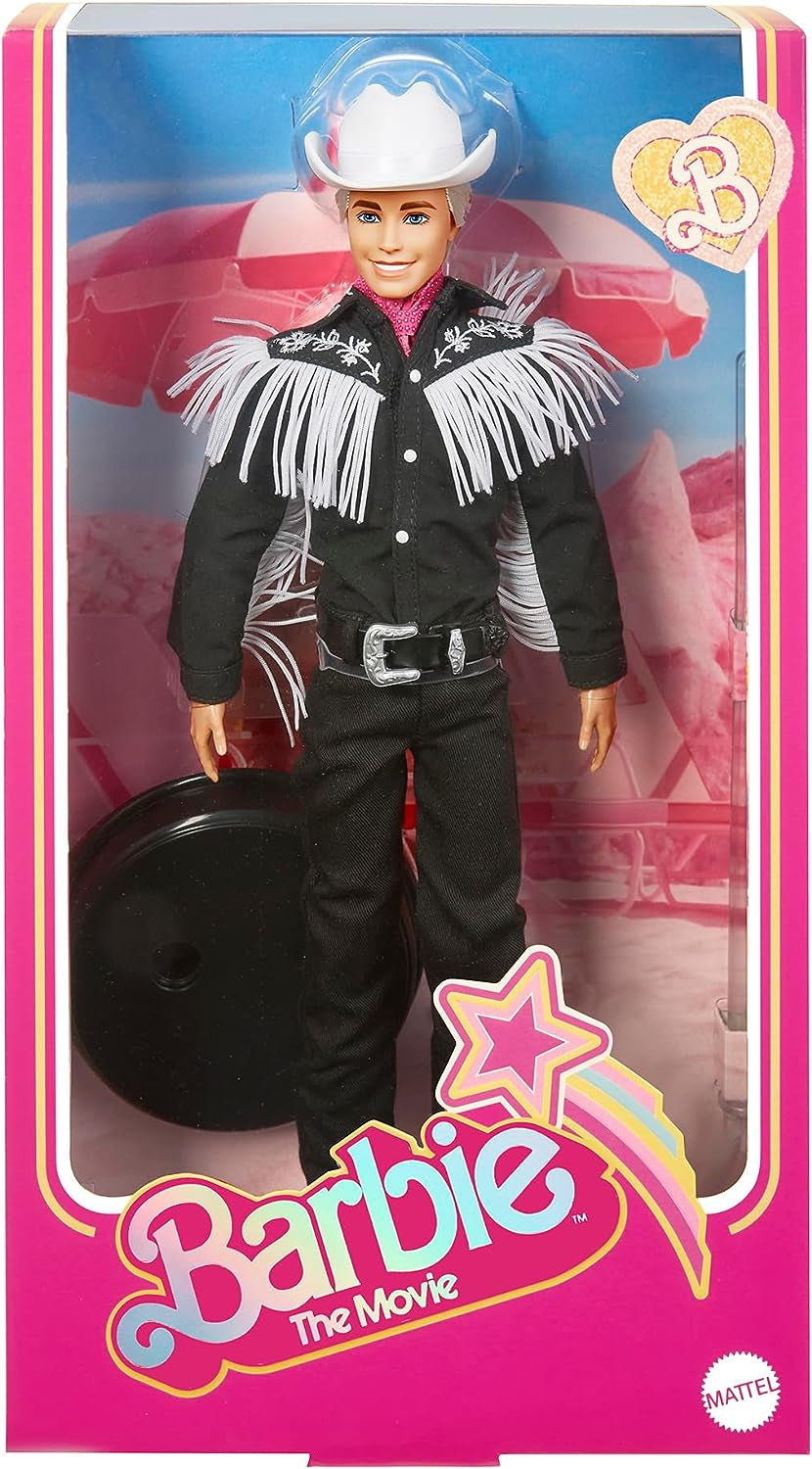 BARBIE de FILM Ken - verzamelpop in westerse outfit, vintage shirt, cowboyhoed, witte laarzen uit de film voor kinderen vanaf 3 jaar, HRF30 Naty Shop-poppen