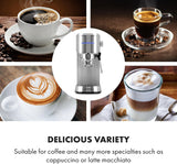 Klarstein Futura espressomachine, draagbare filter-espressomachine, 1450 W, 20 bar, Barista-kwaliteit, dubbele sproeier, doorstroomstop, draagbare filter-espressomachine, melkopschuimfunctie, zilver