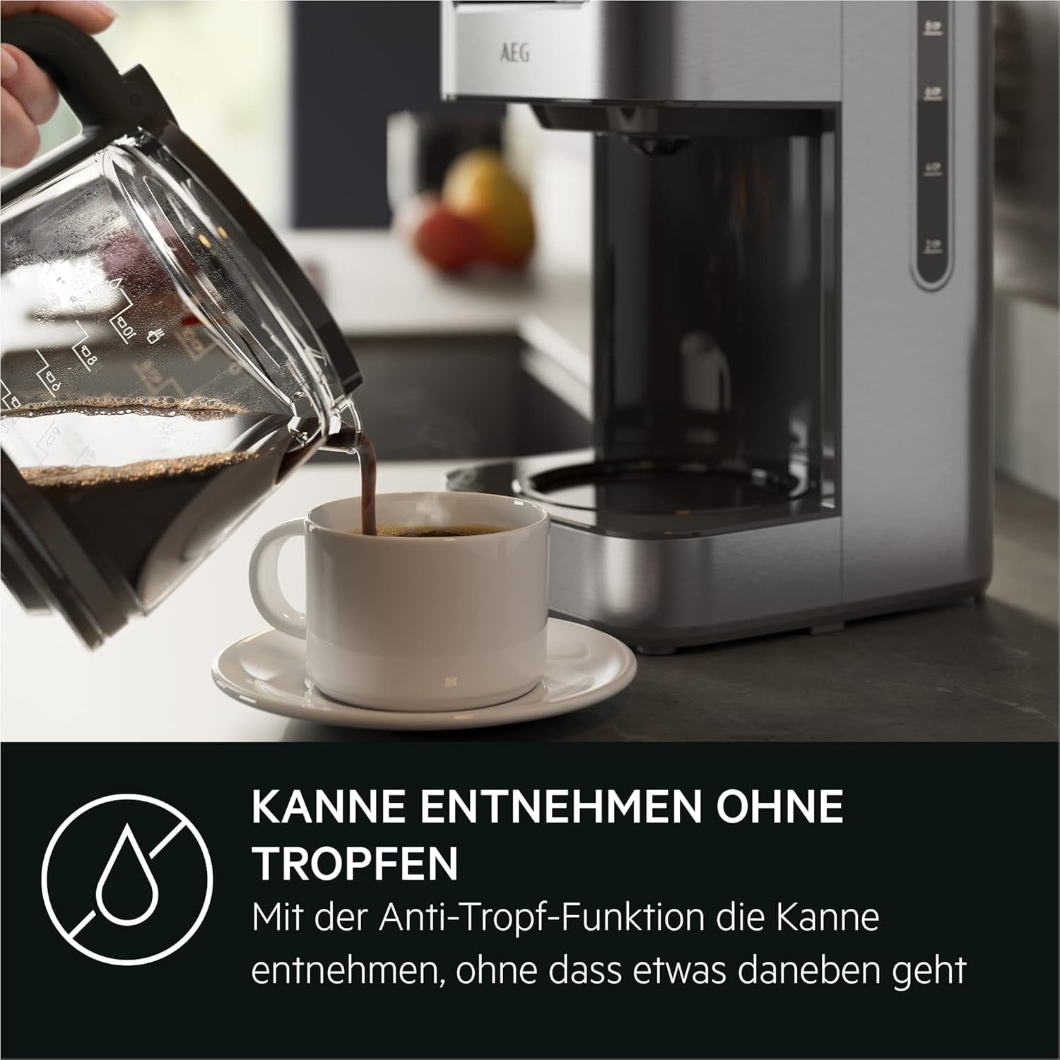 AEG Deli 5 espressomachine, 1,5 l, programmeerbare timer, warmhoudfunctie, veiligheidsstop, waterniveau-indicator, optimale dosering, antidruppelfunctie, RVS, CM5-1-6ST