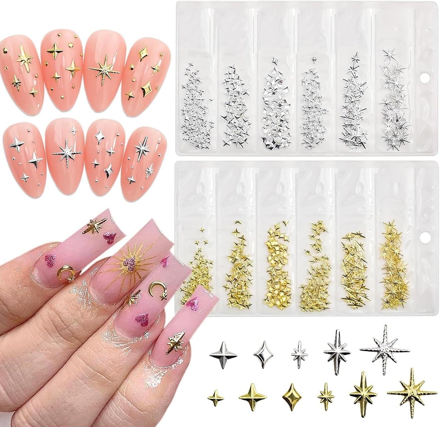 400 stuks Stern Nail Charms Goud Zilver, Charms Nägel Zubehör, Nagel Deko, Nail Art Zubehör, Nagel Charms, Nagel Steine, Nail Design, Charms Für Nägel