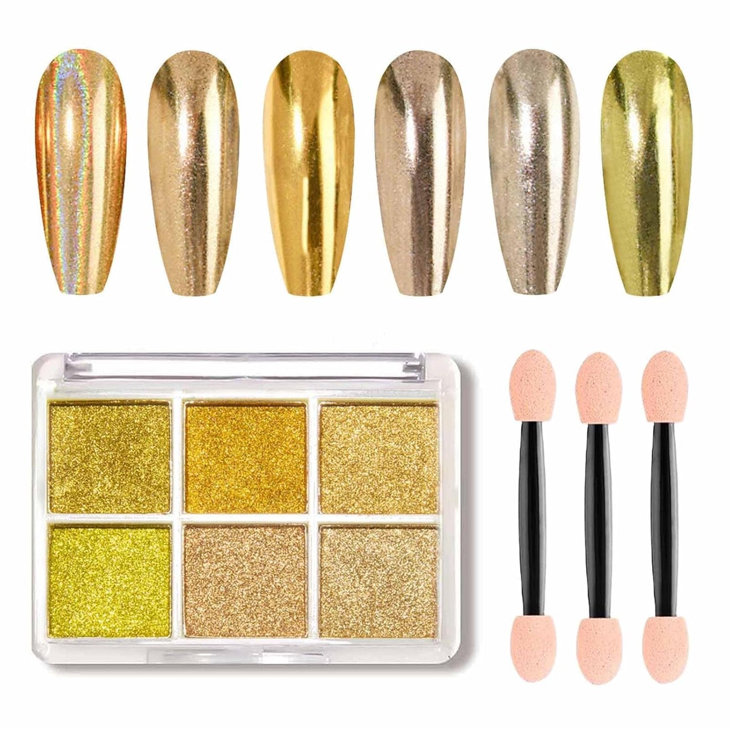 GZMAYUEN Chrom Pulver Für Nägel 6 Farbe Mirror Chrome Nagelpoeder Pigmentpoeder Nail Art