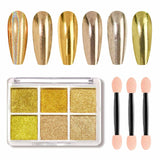 GZMAYUEN Chrom Pulver Für Nägel 6 Farbe Mirror Chrome Nagelpoeder Pigmentpoeder Nail Art