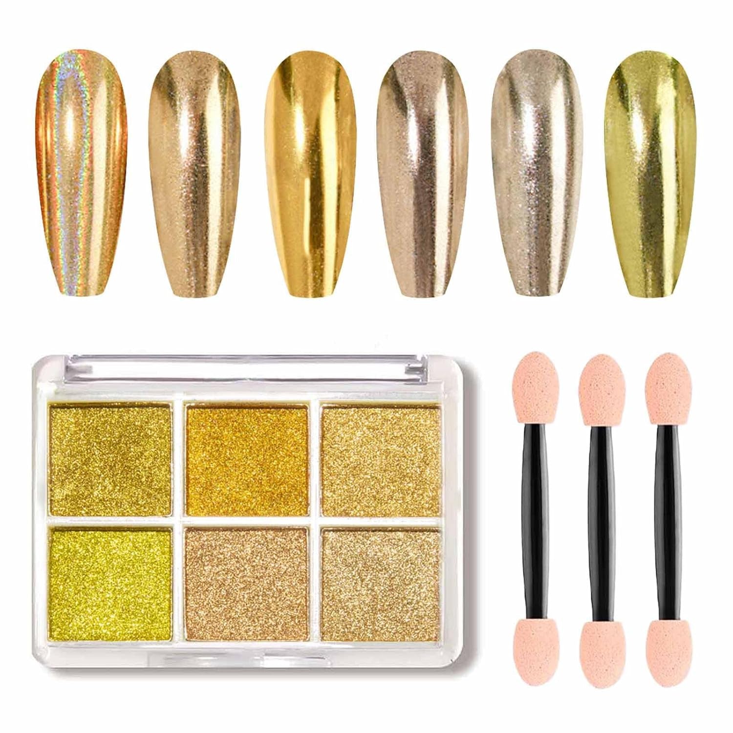 GZMAYUEN Chrom Pulver Für Nägel 6 Farbe Mirror Chrome Nagelpoeder Pigmentpoeder Nail Art