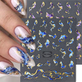 JMEOWIO Nagelsticker Marmor French Tip 8 Blatt Nail Art Sticker Selbstklebend Nagelaufkleber Decoratie Nageldesign Zubehör