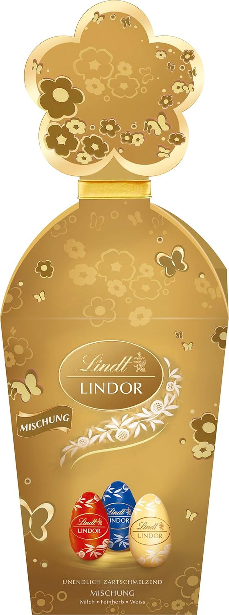 Paasmix Lindt Chocolade LINDOR | Doos 144g | LINDOR eieren die smelten in je mond in drie varianten: Melkchocolade, Pure chocolade, Hazelnoot | Paaschocolade | Geschenk van chocolade | 1 pakje