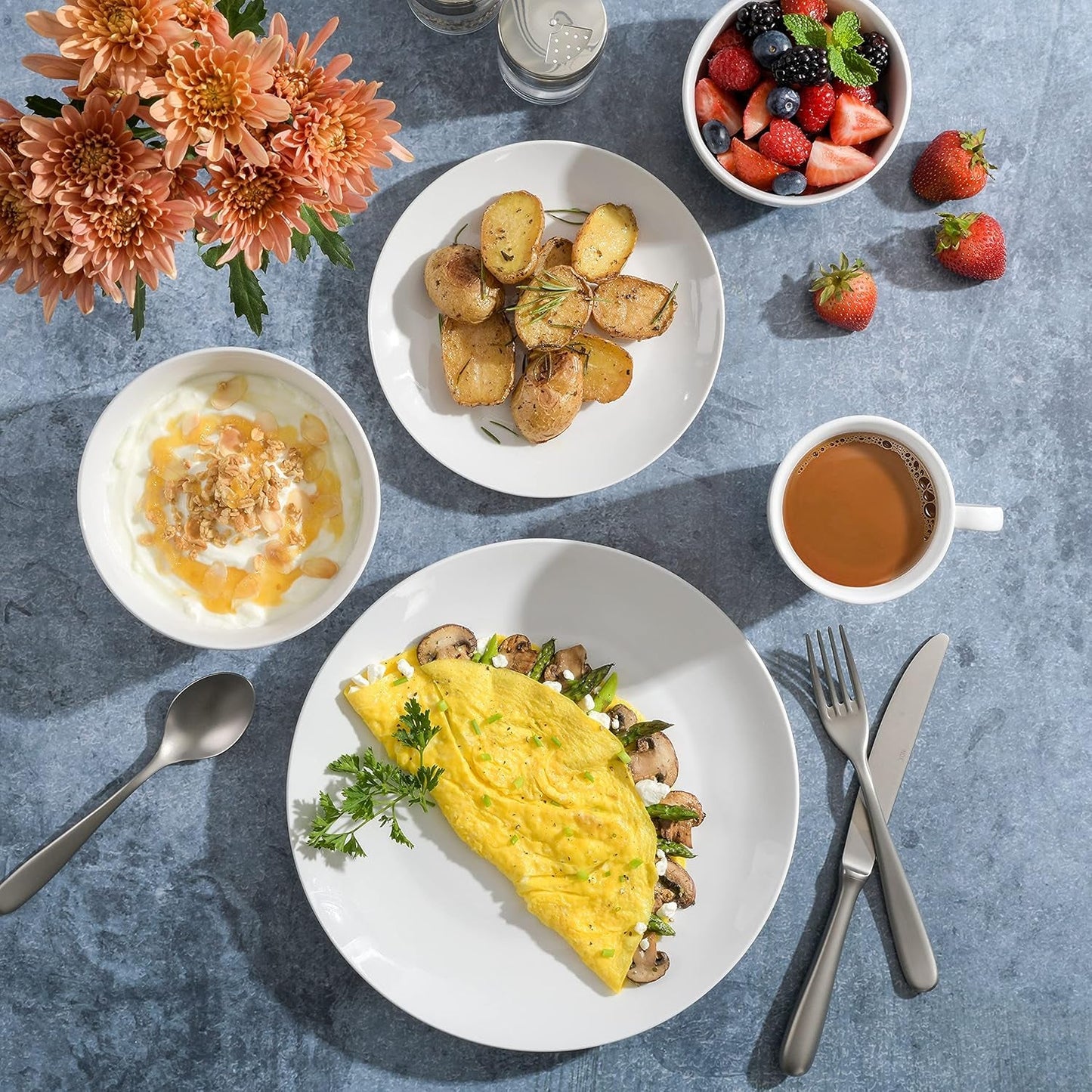 Zen Buffet porseleinen serviesset, servies voor 6 (30 stuks), wit (kopjes)