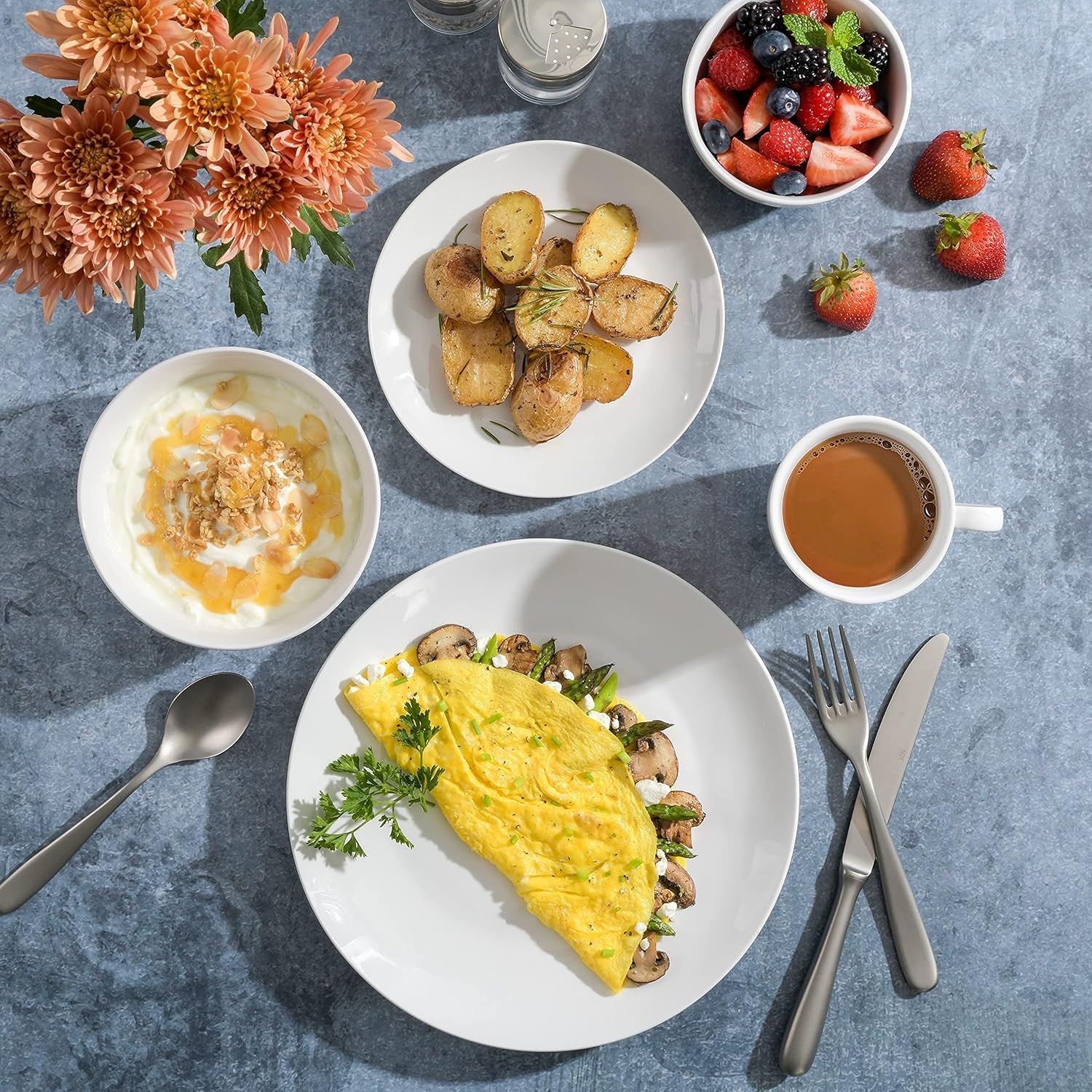 Zen Buffet porseleinen serviesset, servies voor 6 (30 stuks), wit (kopjes)