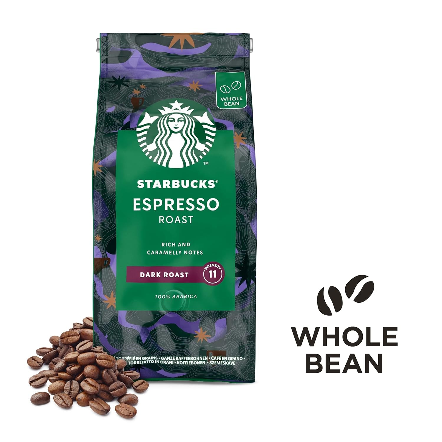 STARBUCKS Espresso Roast, Black Roast, Hele Koffiebonen 200g (Pak van 6)