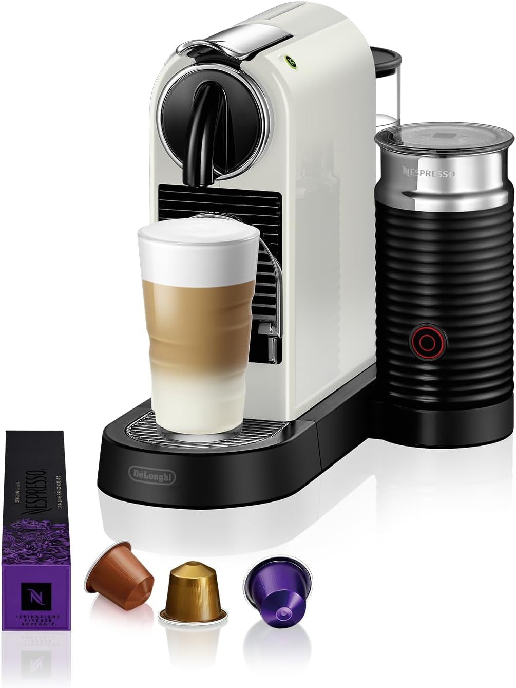 Nespresso EN167.W Citiz capsule-espressomachine, hogedrukpomp en ideale temperatuurregeling, zonder Aeroccino (melkopschuimer), energiebesparende functie, 1260 W, crèmewit, 37,4 x 11,9 x 25,5 cm