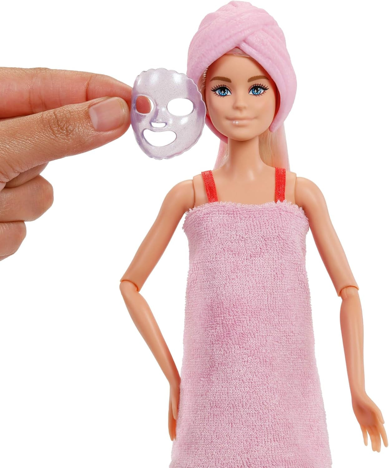 Barbie Party-pop zonder doos en accessoires, Glam Party-serie met 10 verrassingen, waaronder een felrode pop met kleurveranderingseffect, JFY68