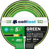 CELLFAST Tuinslang 5-laags waterslang dubbel gevlochten grensoverschrijdende irrigatieslang UV-bestendig anti-algen flexibel 30 bar 3,4 inch 50 meter groen