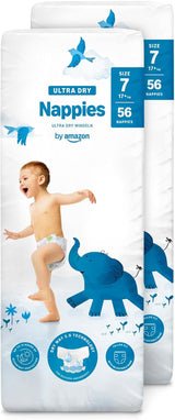 Amazon Ultra Dry-luiers, maat 1 (2-5 kg) - maanddoos, wit, 96 stuks (2 verpakkingen van 48) (voorheen merk Mama Bear, identiek product)