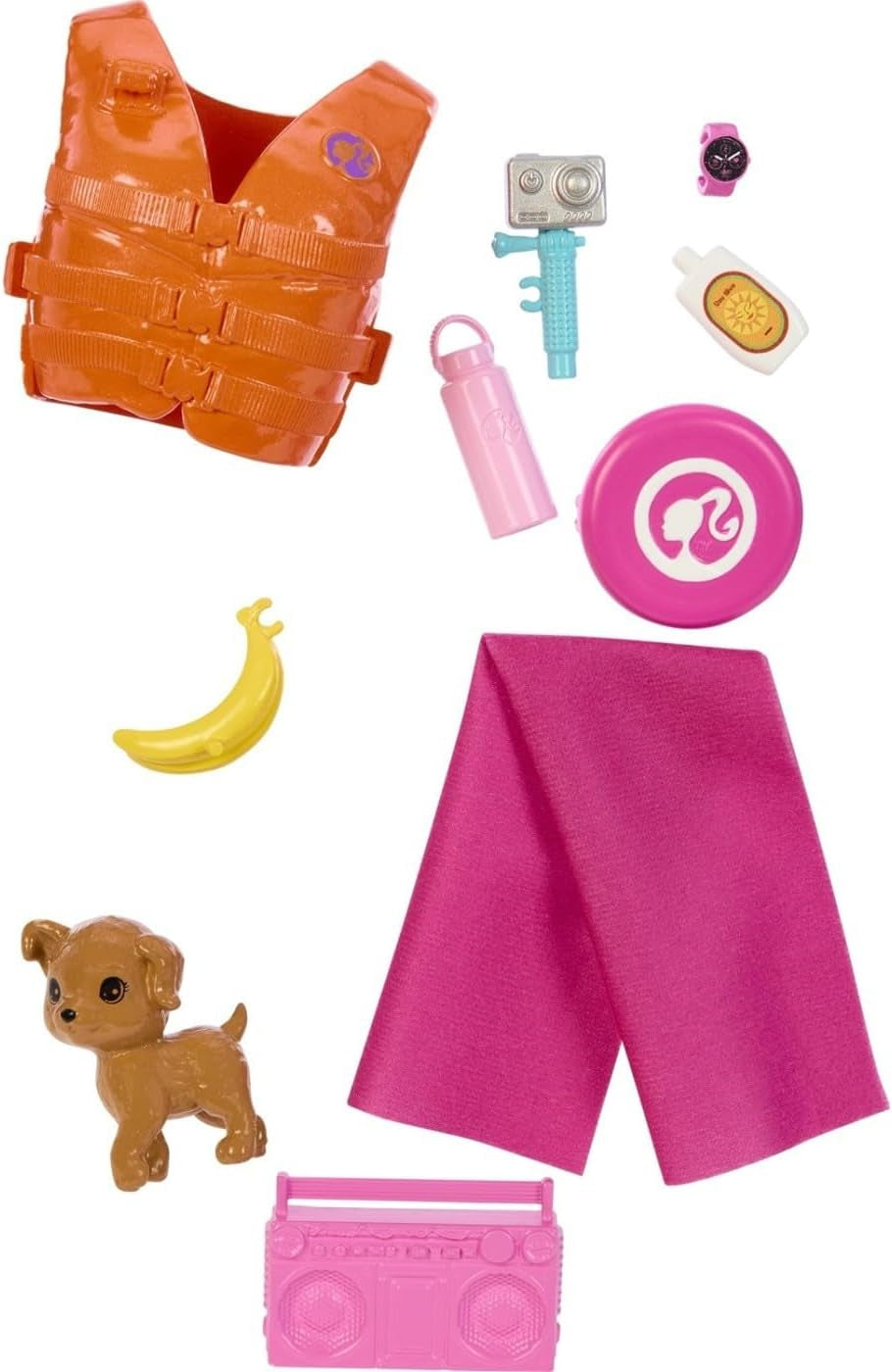 Barbie Surfer-pop met surfplank en handvat, handdoek en radio voor strandavonturen en verhalen, clips en enkelbandje voor realistisch surfen, vanaf 3 jaar, HPL69 Naty Shop-poppen