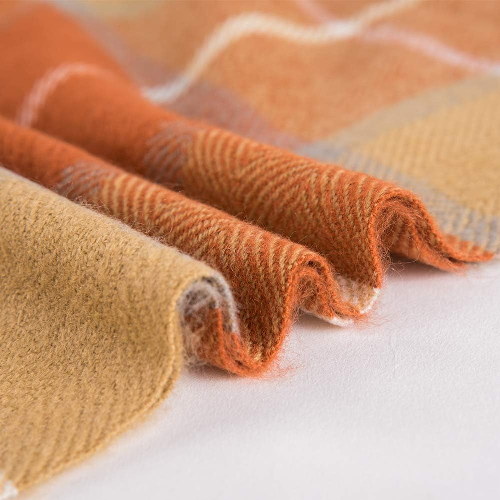 G Lake oranje geruite deken gooien acryl zacht omkeerbaar gekleurde sprei met franjes cadeau voor kerstversiering 127 cm breed x 170,2 cm L-pompoen oranje bedden en dekens G Lake