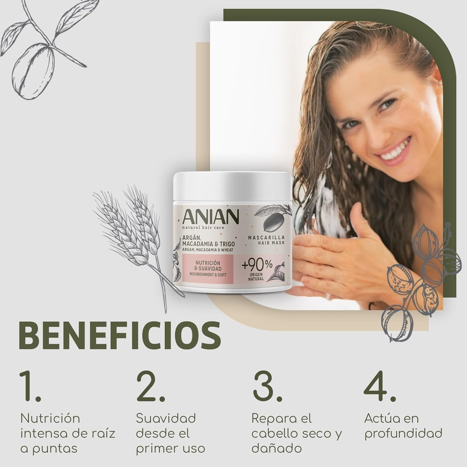 ARGÁN nutrition y suavidad mascarilla 350 ml Haarmasker Naty Shop