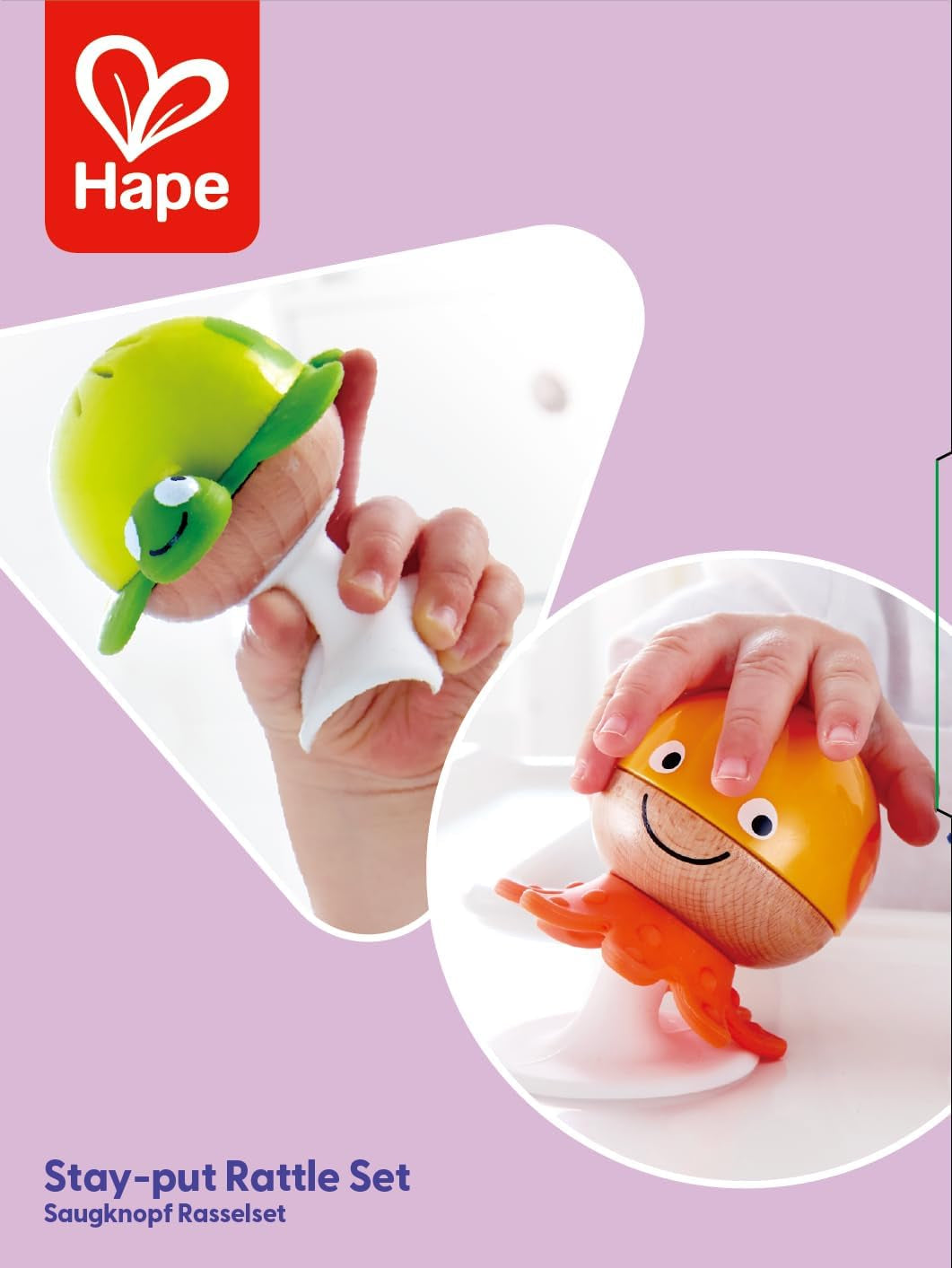 Rammelaarset met zuignap Hape | Drie dieren met bijtringelementen, schildpad, octopus en walvis | Leerspeelgoed vanaf 0 maanden Bebe Toys Naty Shop