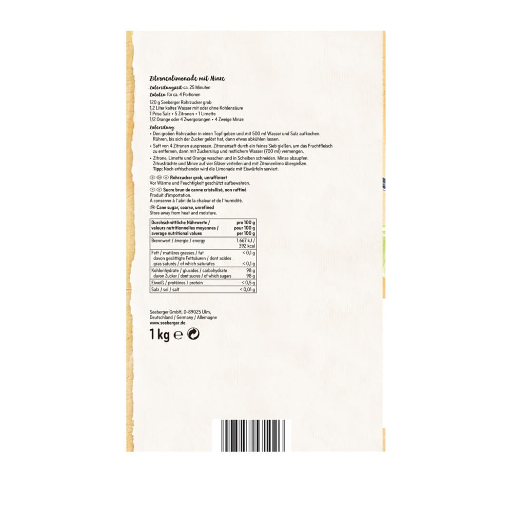 Seeberger Rohrzucker Grob 5Er Pack: Vollrohrzucker Besonders Aromatisch - Ideal Für Cocktails Und Zum Backen - Grob - Ongeraffineerd, Veganistisch (5 X 1 Kg) Zoetstoffen Naty Shop