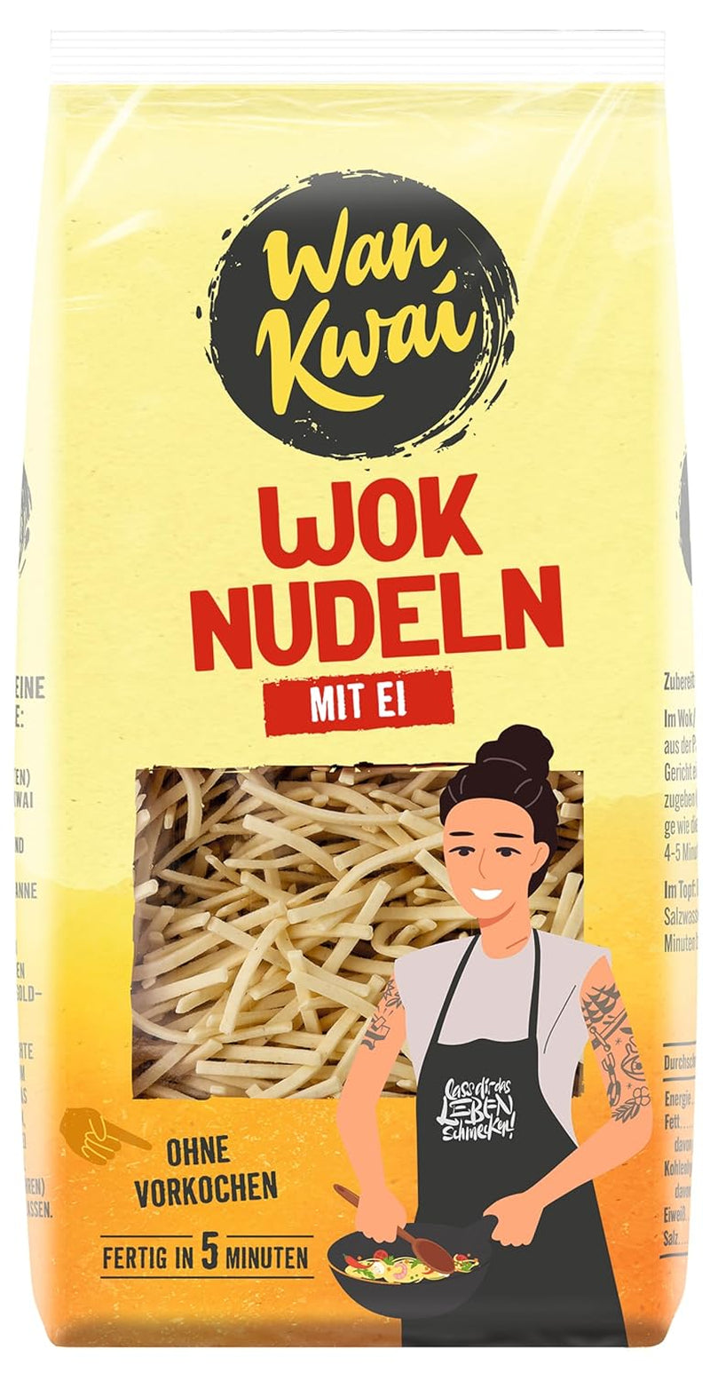 Wan Kwai Wok Noodles 250g: Fried delicacies with real eggs, prepared in an instant for delicious pan-fried meals. Eenvoudig, lekker, Aziatisch! (Pakket van 5)