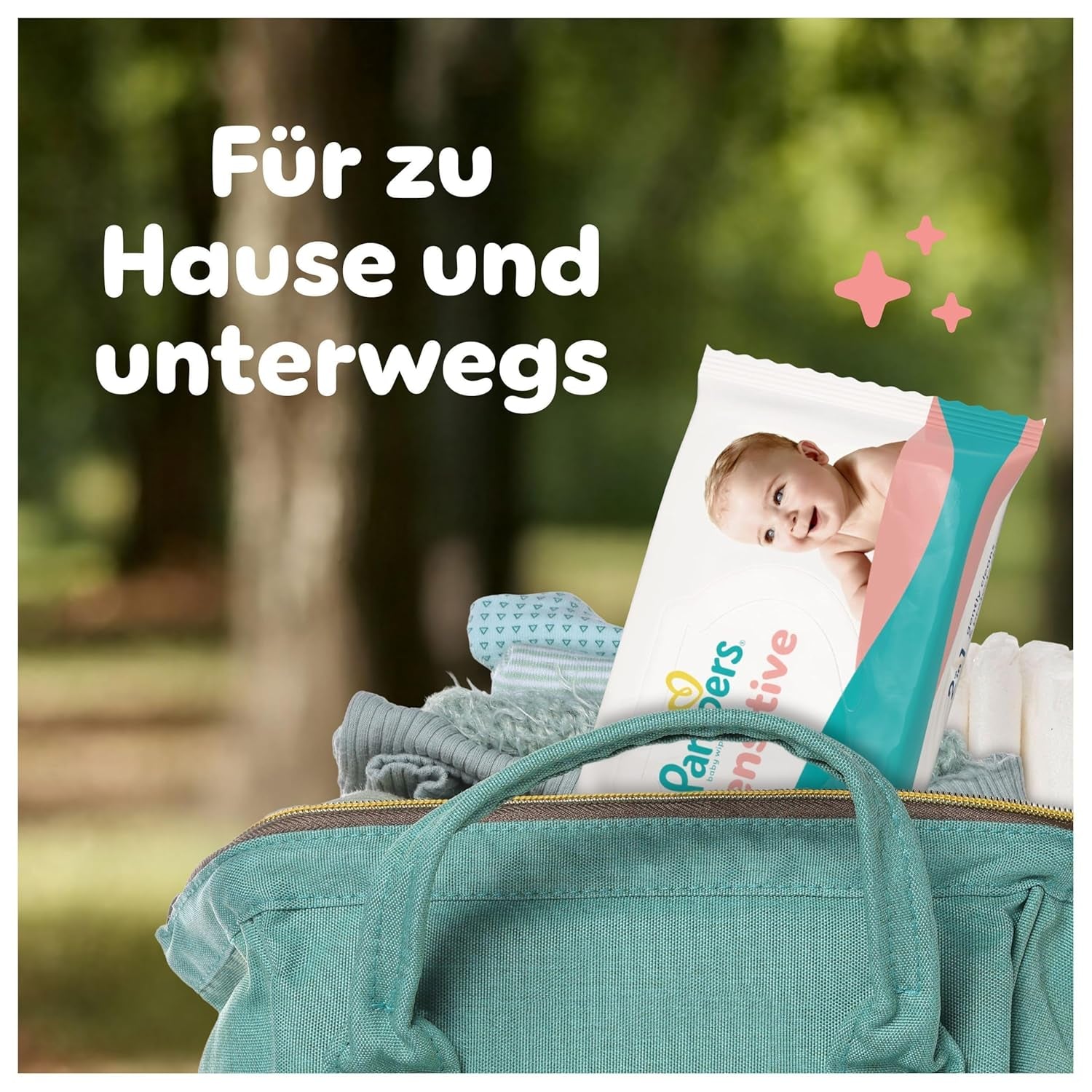 Pampers Sensitive Vochtige Doekjes, 6 pakjes van 80 doekjes = 480 doekjes, ongeparfumeerd, voor zachte, zachte reiniging