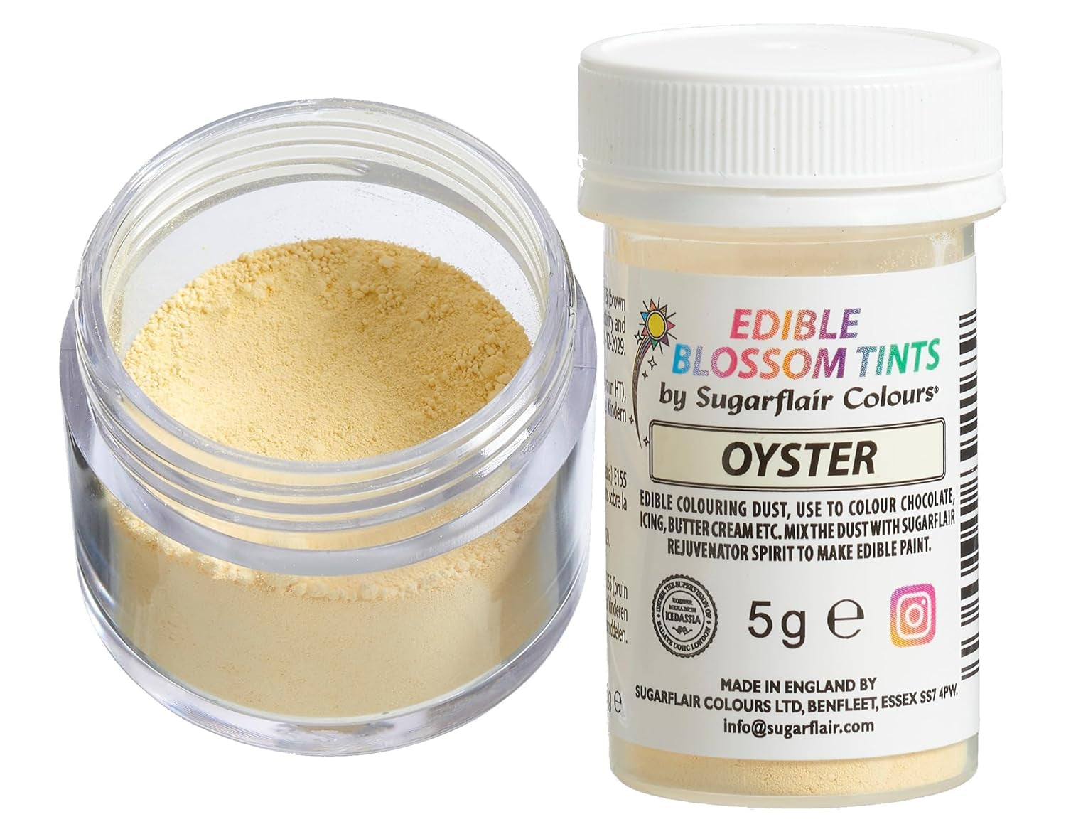 Sugarflair Blossom Tint Dust Oyster Voedselkleuringspoeder - Kleurstofpoeder voor taartdecoratie, suikerpasta, fondant, glazuur, chocolade, botercrème, macarons en meer - 5G