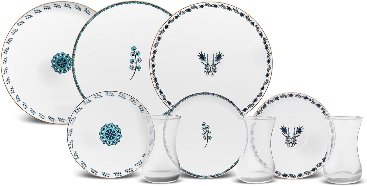 Karaca İznik dessertset voor 6 personen, 18-delig - elegant servies voor heerlijke desserts
