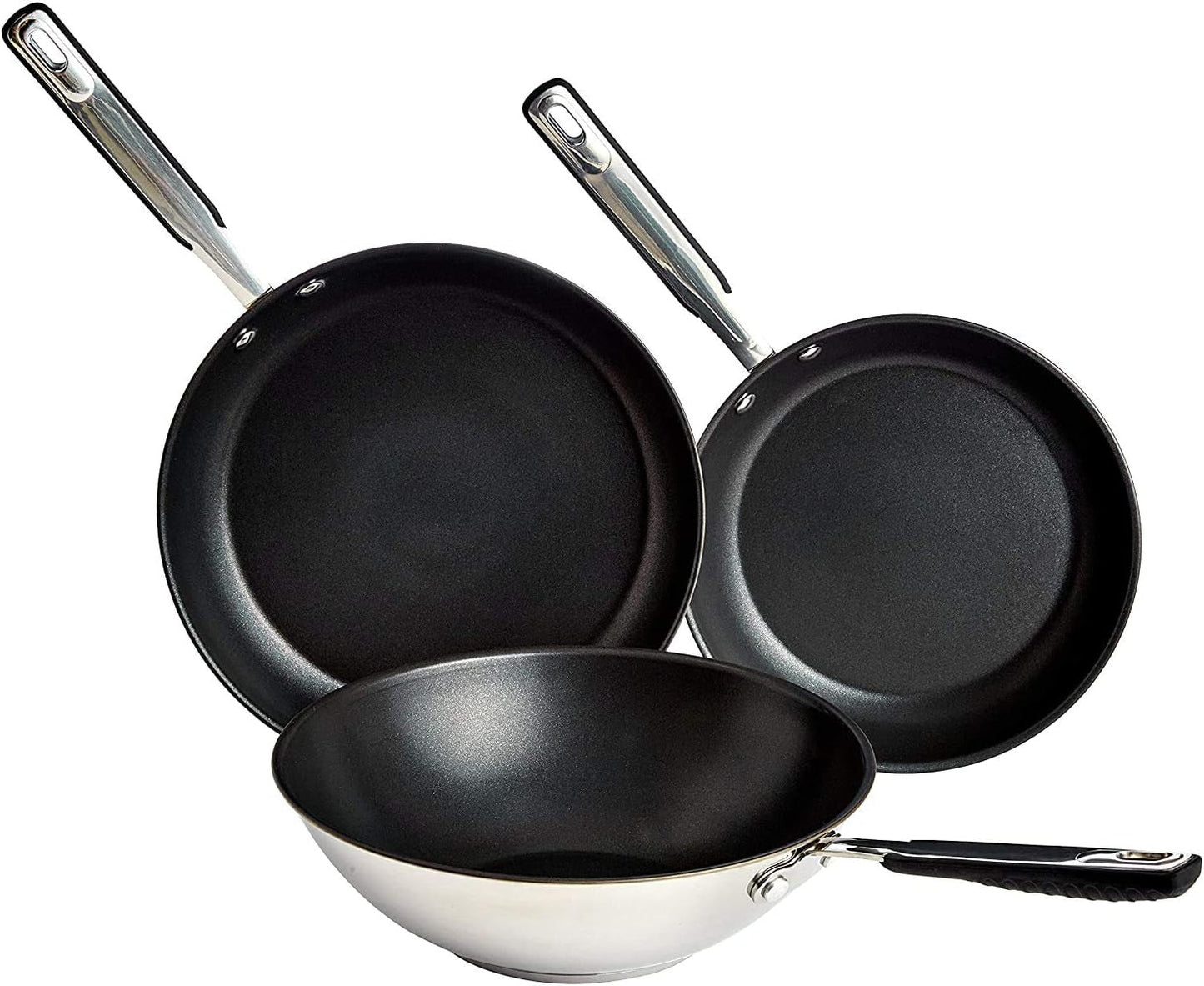 Roestvrijstalen pan met antiaanbaklaag - geschikt voor inductie, met comfortabel handvat - 28 Cm Potten en pannen Naty Shop 24/28/28 Cm Pannenset