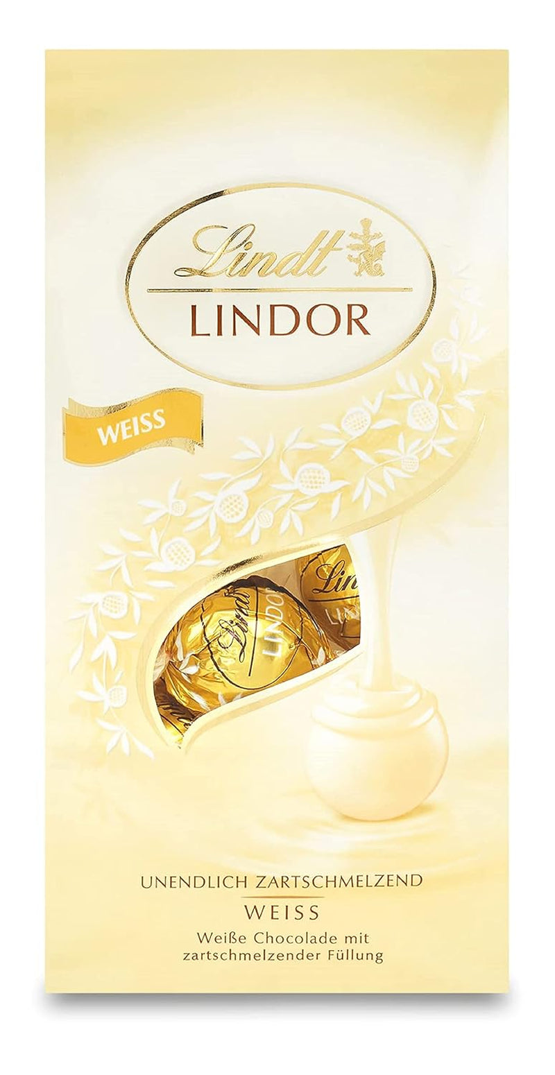 Lindt witte chocoladebolletjes LINDOR | Zak van 137 g | Ongeveer. 10 witte chocoladebolletjes met smelt-in-je-mond-vulling | Geschenk van chocolade | Chocolade cadeau