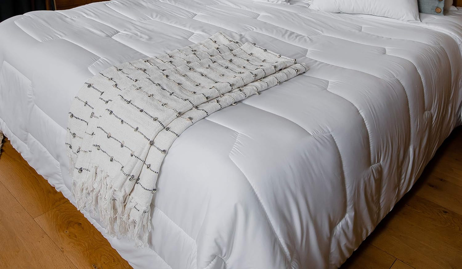 COLAS NORMAND Anti-mijt- en antibacterieel dekbed, licht, 200 X 200 cm, langdurige werking, perfecte hygiëne, microvezel, zacht en comfortabel, wasbaar, Frans, wit 53130248 Naty Shop Quilts en Quilts