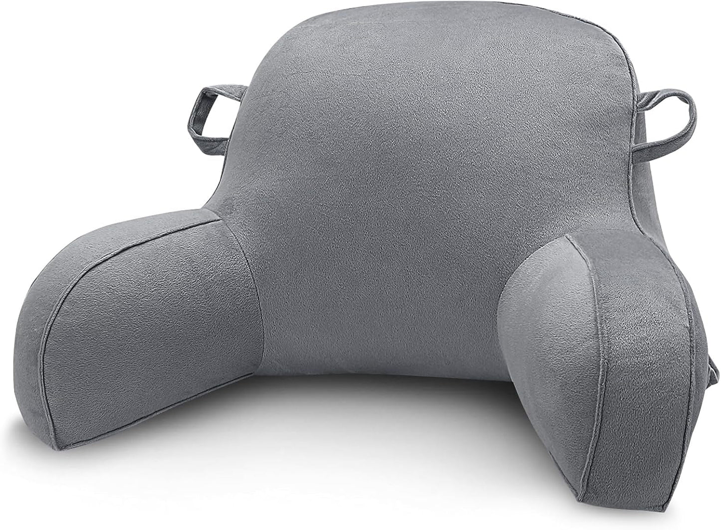 Leeskussen, bedrustkussen voor volwassenen en kinderen, comfortabel fluwelen rugkussen met armleuningen, zakken en handvat om in bed te zitten, rugkussen om te lezen, studeren en tv kijken