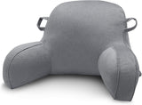 Leeskussen, bedrustkussen voor volwassenen en kinderen, comfortabel fluwelen rugkussen met armleuningen, zakken en handvat om in bed te zitten, rugkussen om te lezen, studeren en tv kijken