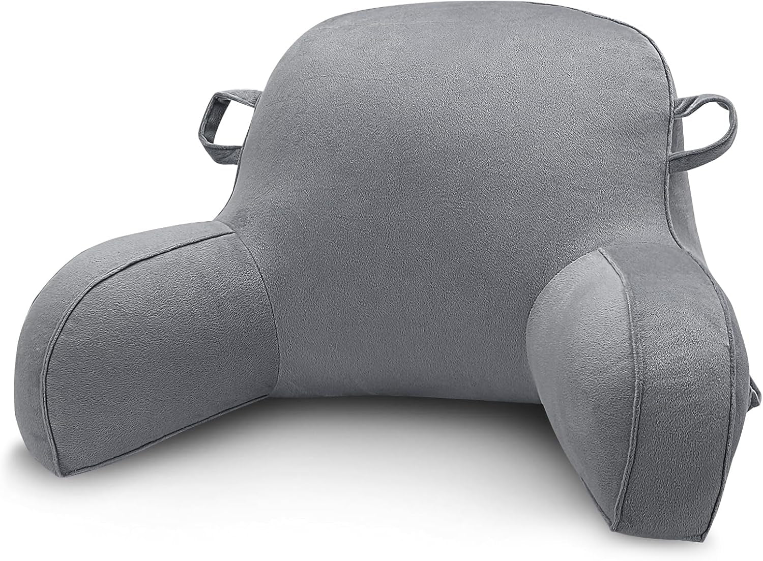 Leeskussen, bedrustkussen voor volwassenen en kinderen, comfortabel fluwelen rugkussen met armleuningen, zakken en handvat om in bed te zitten, rugkussen om te lezen, studeren en tv kijken