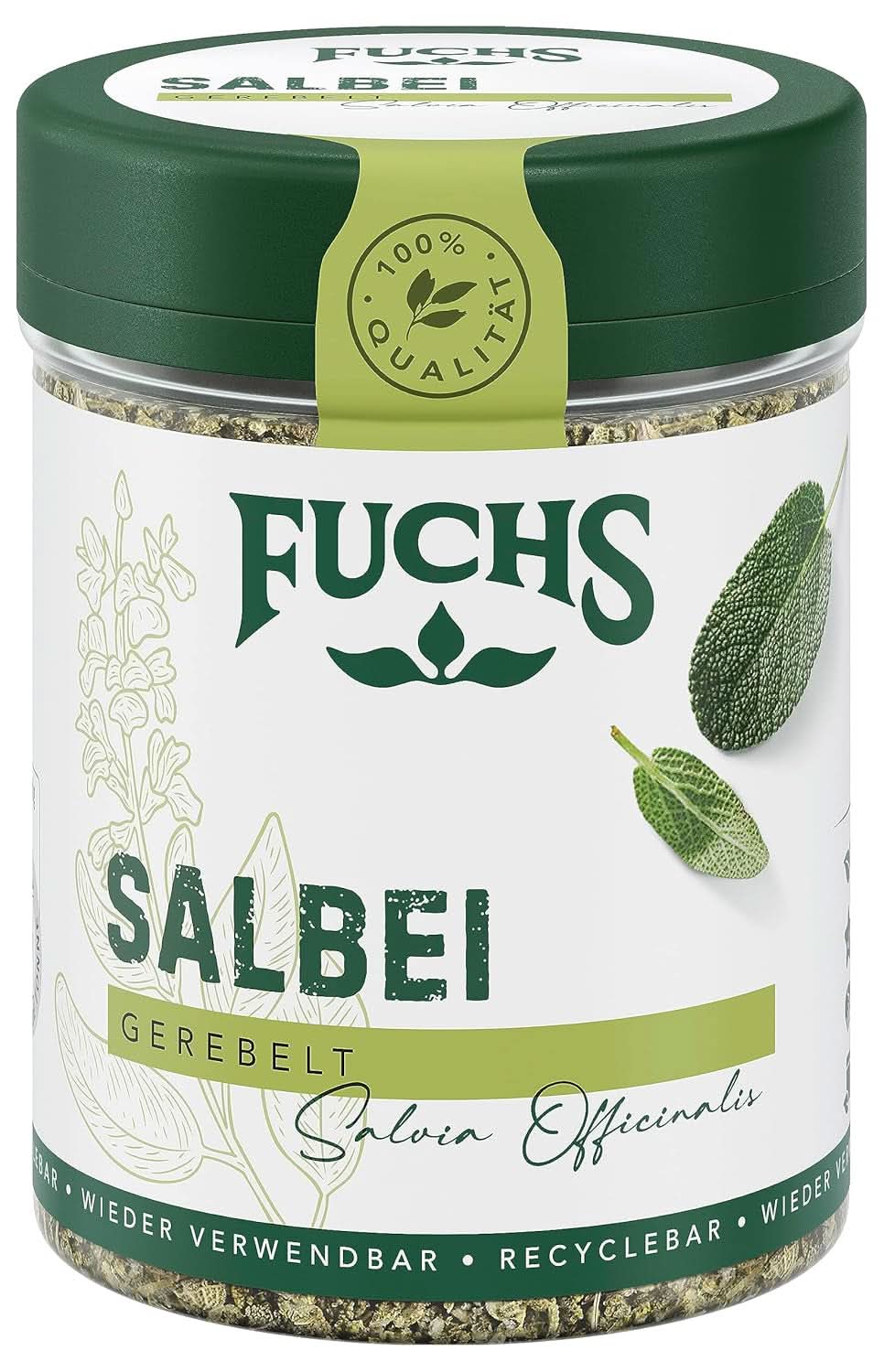 Fuchs, Salie, Zure noot, delicaat bitter voor Ravioli of Gnocchi, 14 gram Specerijen Naty Shop