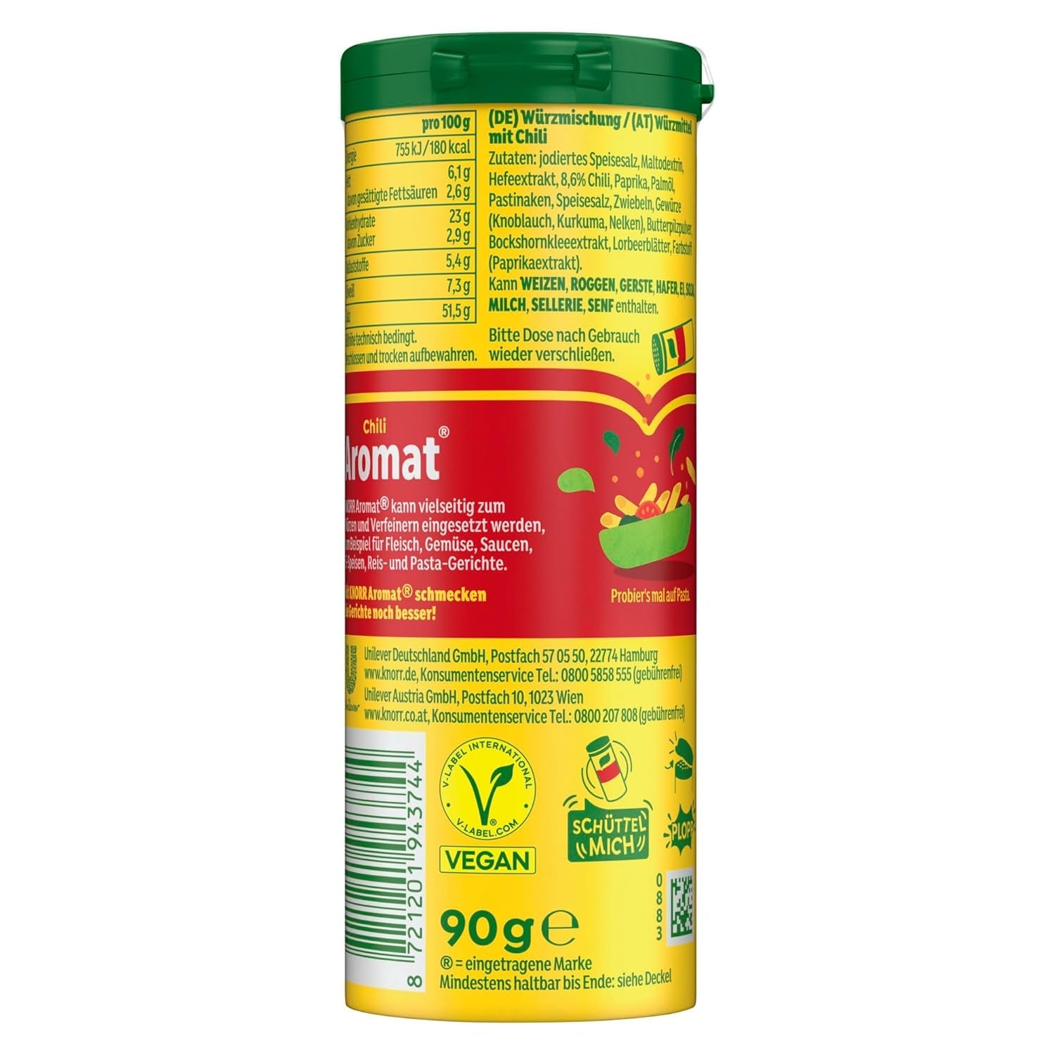 Knorr Würzmischung Chili Gearomatiseerd voor snelle gerechten om aardappelen, pasta, groenten en meer op smaak te brengen en te kruiden 90 g