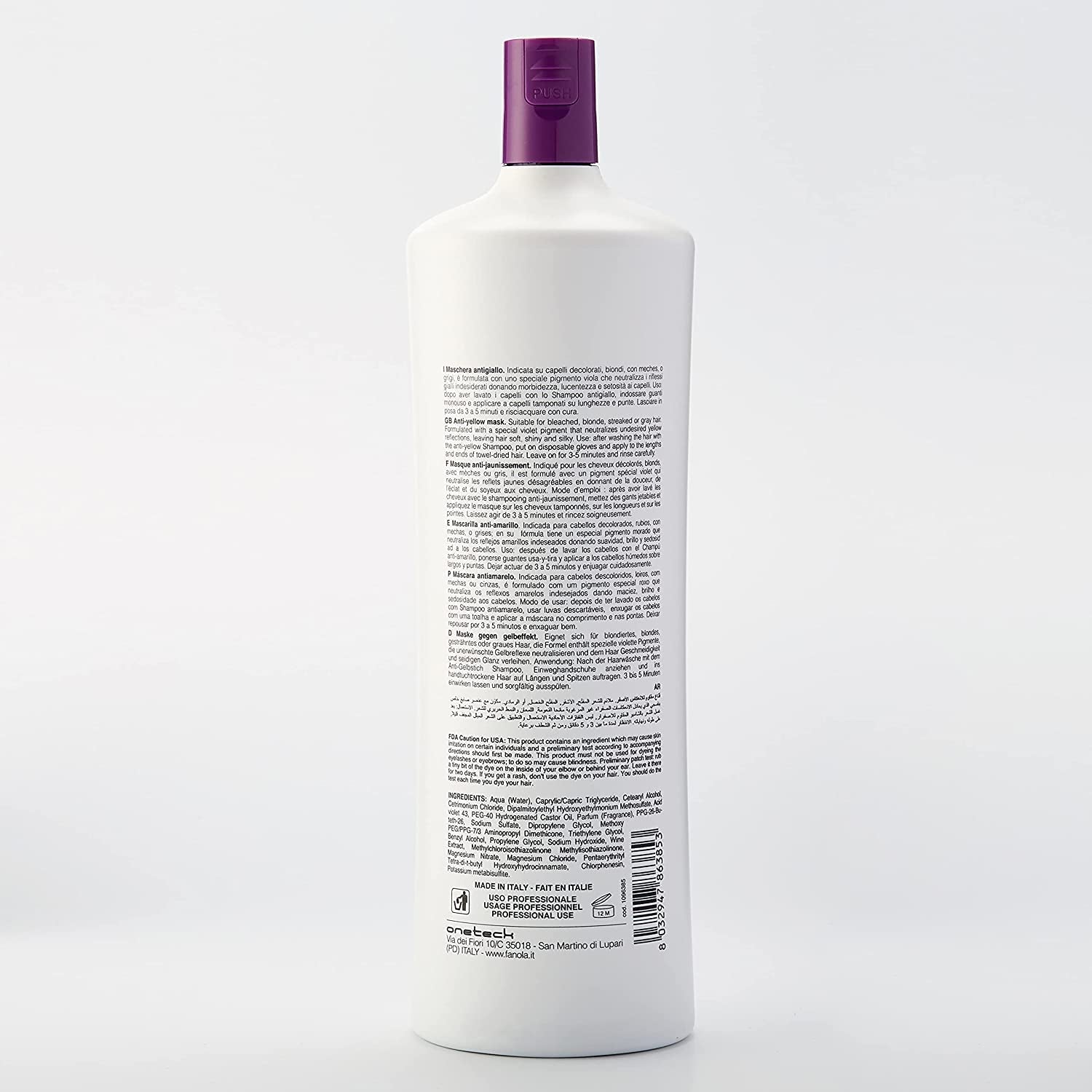 Fanola No Yellow Mask - verzorgende behandeling, 1 liter Naty Shop haarmasker