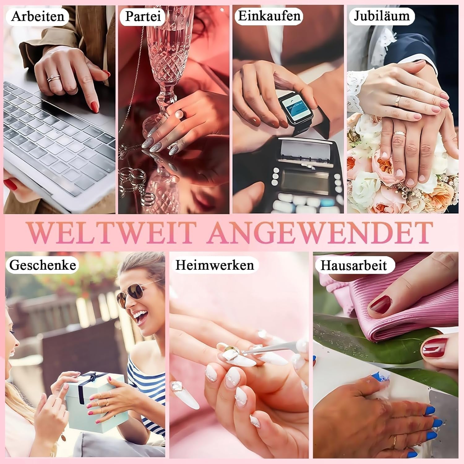 360-delige kunstnagelset - korte naaktroze witte gradiënt kunstnagels - vierkante lijm op kunstnagels - volledige dekking glanzende zelfklevende nagels voor dames en meisjes (vierkant)