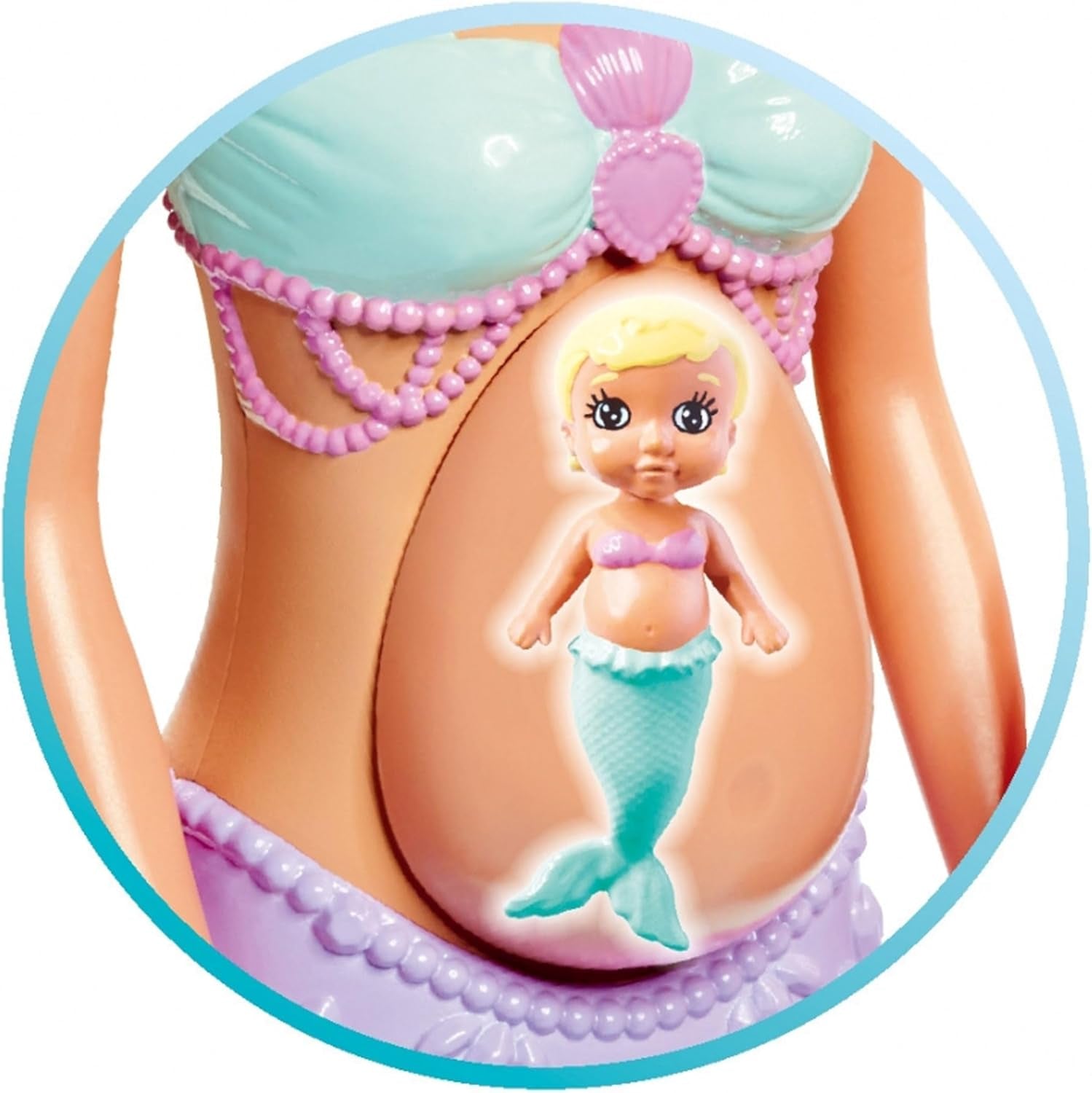 Simba 105733524 - Steffi Love Mermaid Family Zwangere zeemeermin Kevin pop met babybedje 29 cm Modepoppen Speelpoppen voor 3 jaar en ouder