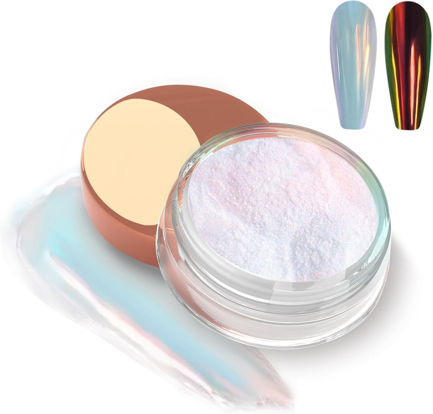 White Pearl Chrom Nagel Pulver, Iriserende Aurora Pulver Metallic Spiegel Effect Glitter Pulver Pearlescent Eis Transparant Meerjungfrau Pigment Perle Glitter Staub Für Nail Art Decoratie