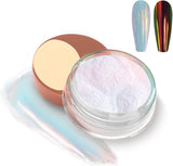 White Pearl Chrom Nagel Pulver, Iriserende Aurora Pulver Metallic Spiegel Effect Glitter Pulver Pearlescent Eis Transparant Meerjungfrau Pigment Perle Glitter Staub Für Nail Art Decoratie