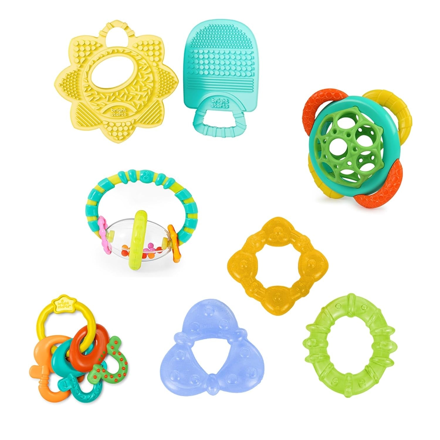 Bright Starts Little Shakers 6-delige cadeauset - Babyrammelaars en bijtringen BPA-vrij Gemakkelijk te vangen Unisex Newborn+